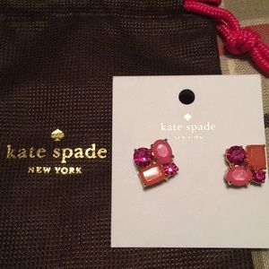 Kate spade pink sparkle cluster earrings NWT